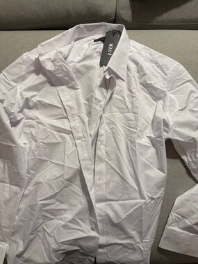Classic White Men's Dress Shirt - Spread Collar